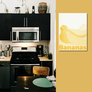 Stylized Bananas Yellowish-White Kitchen Wall  Canvas Print