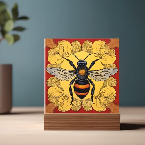 Stylized Bee Illustration _  Ceramic Tile