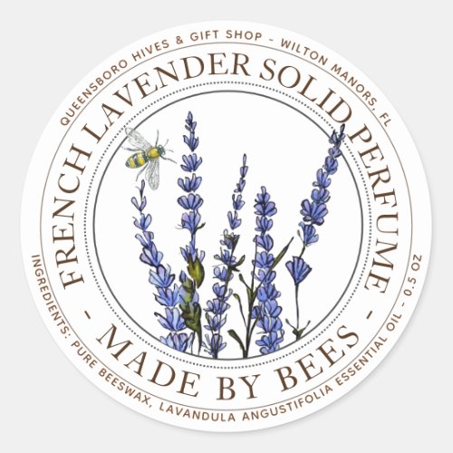 Stylized Bee Lavender Solid Perfume Editable Label