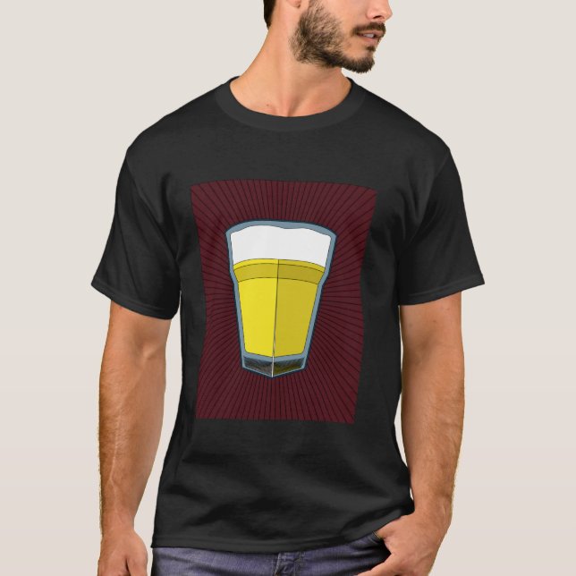 Stylized Beer Glass Illustration For Adults T-Shirt (Front)