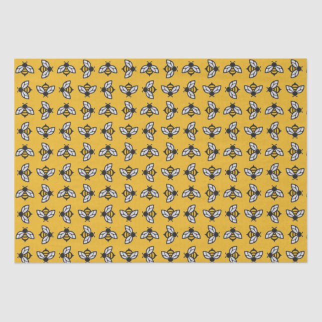 Stylized bees on Provence Yellow Background  Tissue Paper (Front)