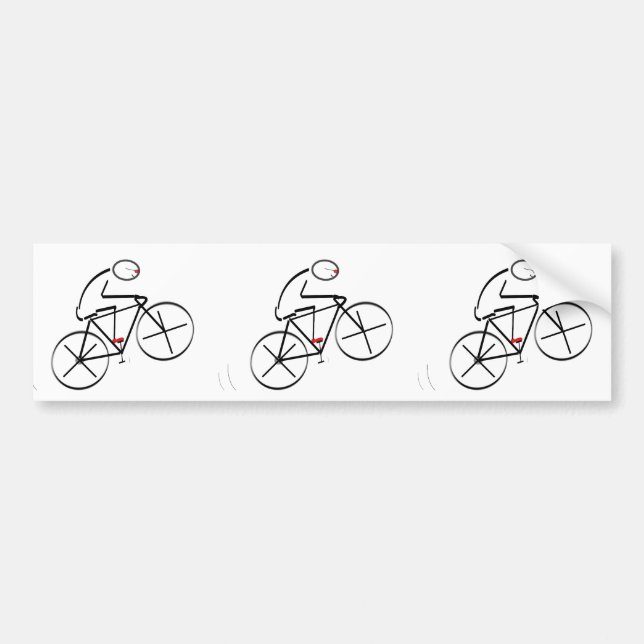 Stylized Bicyclist Design Bumper Sticker (Front)