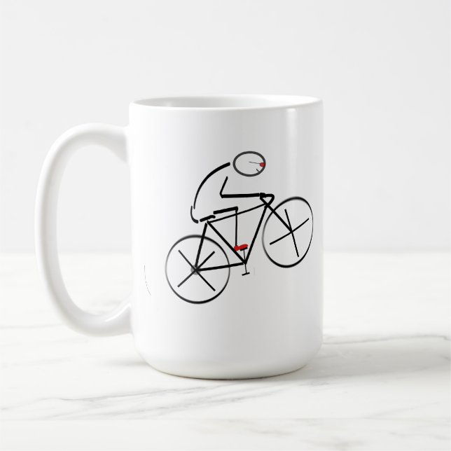 Stylized Bicyclist Design Coffee Mug (Left)