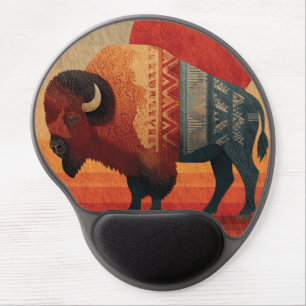 Stylized Bison with Native American Patterns  Gel Mouse Pad