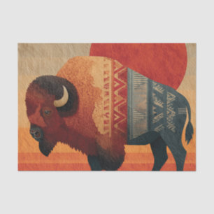 Stylized Bison with Native American Patterns Tissue Paper