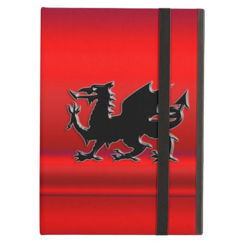 Stylized Black Welsh Dragon on red metallic effect iPad Air Case