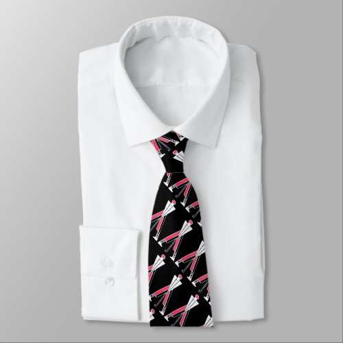 STYLIZED BLACK WHITE RED GOLFER GOLF PLAYERS TIE