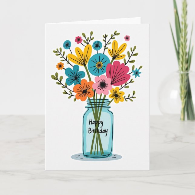 Stylized Bloom Birthday Card (Front)