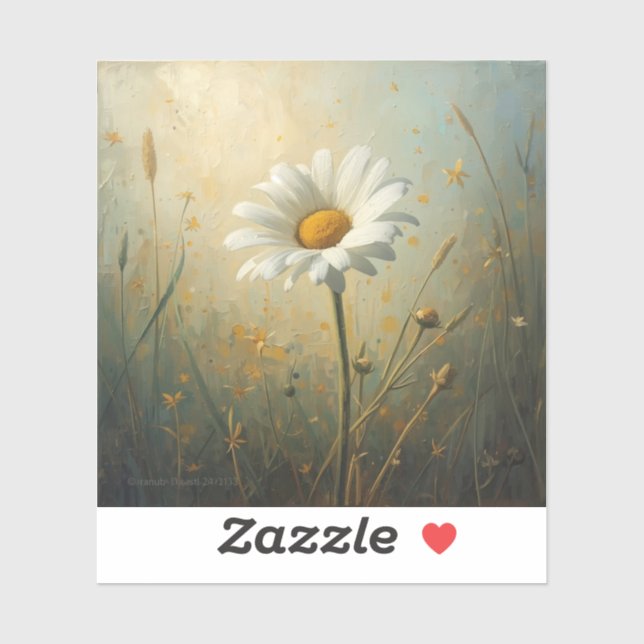 stylized blooming daisy painting images  sticker (Sheet)