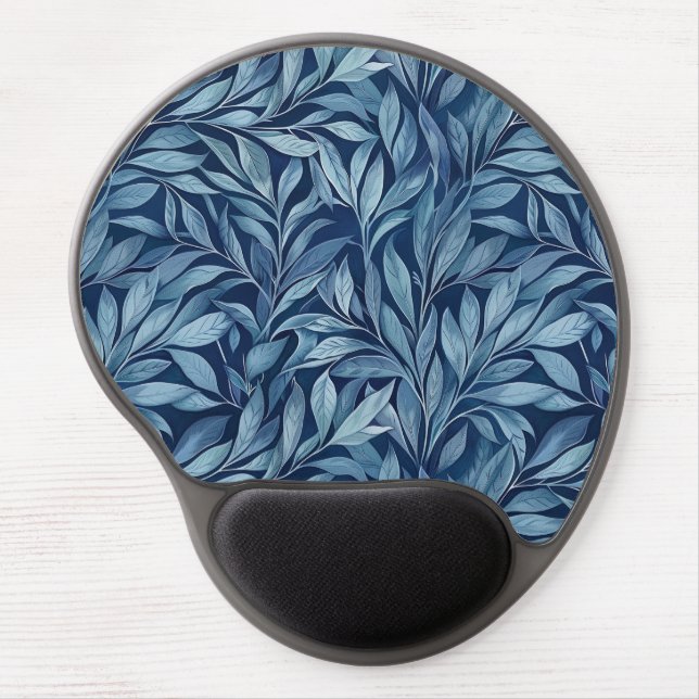 Stylized Blue Fernleaf Feathers Gel Mouse Pad (Front)