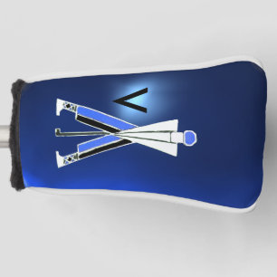 STYLIZED BLUE GOLFER ,GOLF PLAYER MONOGRAM GOLF HEAD COVER