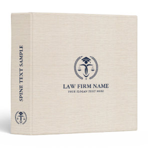 Stylized Blue Justice Logo Beige Linen Texture 3 R Ring Binder
