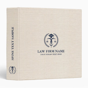 Stylized Blue Justice Logo Beige Linen Texture 3 R Ring Binder