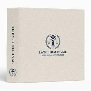 Stylized Blue Justice Logo Beige Linen Texture 3 R Ring Binder