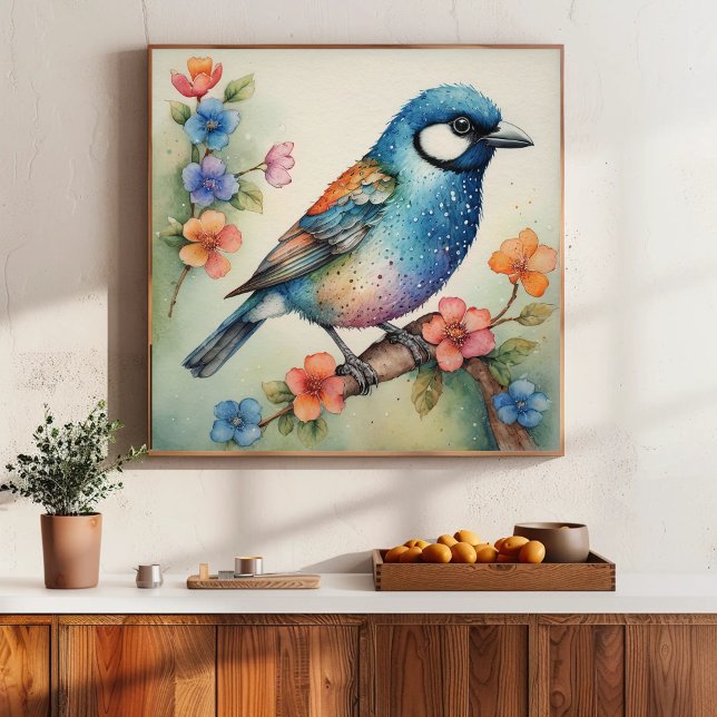 Stylized Bluebird and Blossoms Art  Poster (Creator Uploaded)