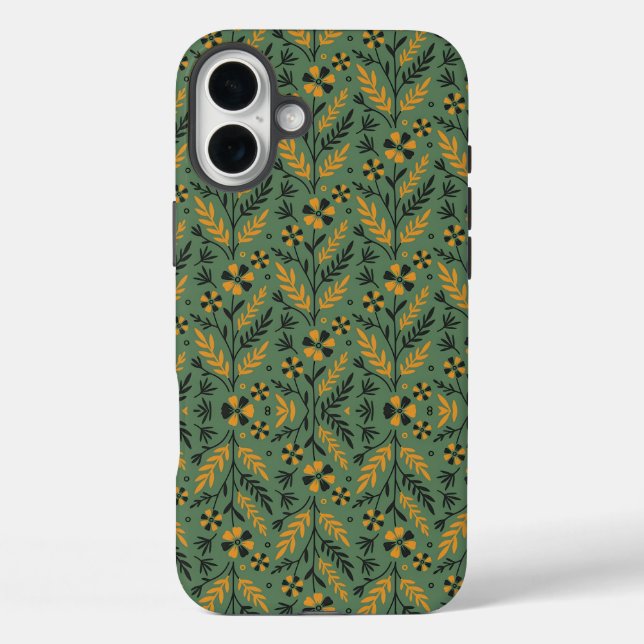 Stylized botanical orange and black floral pattern Case-Mate iPhone case (Back)