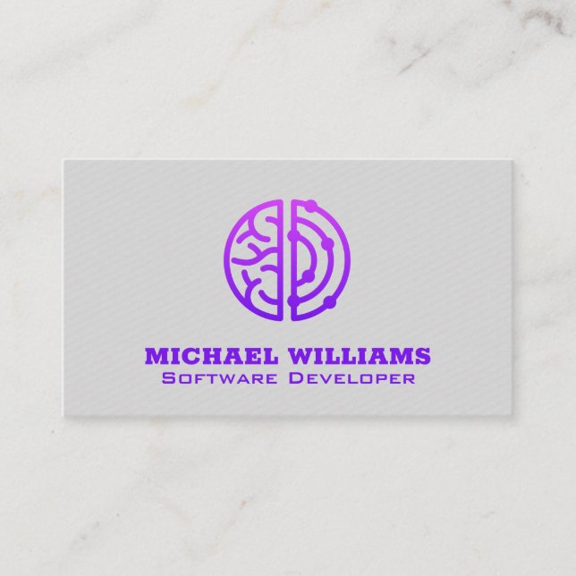 Stylized Brain Logo | Creative Analytic Mind Business Card (Front)