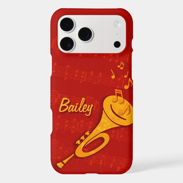 Stylized brass trumpet red name  Case-Mate iPhone case (Back)