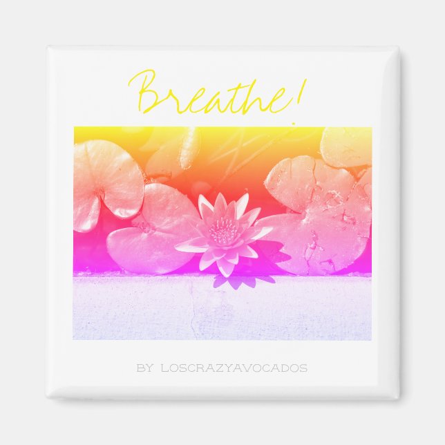 Stylized Breathe Water Lily Flower Plants Magnet (Front)