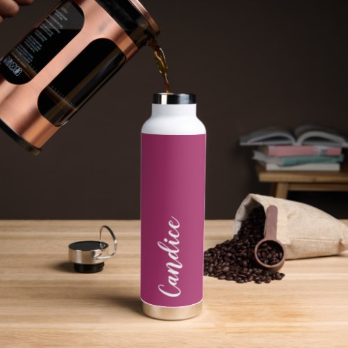 Stylized Bridesmaid Name Deep Pink Water Bottle