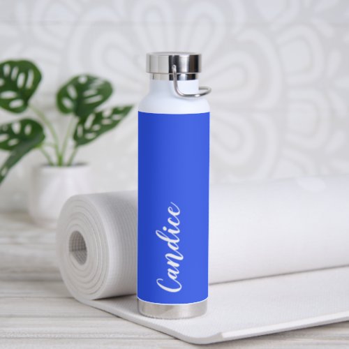 Stylized Bridesmaid Name Royal Blue Water Bottle