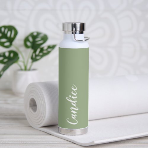 Stylized Bridesmaid Name Sage Green Water Bottle