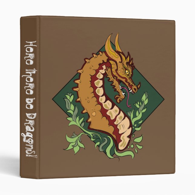 Stylized Brown Dragon 3 Ring Binder (Front/Spine)