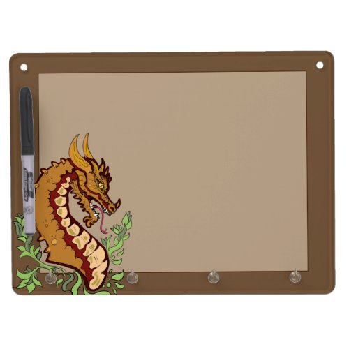Stylized Brown Dragon Dry Erase Board With Keychain Holder