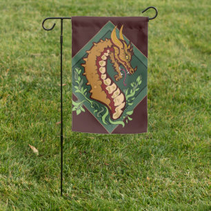 Stylized Brown Dragon Garden Flag