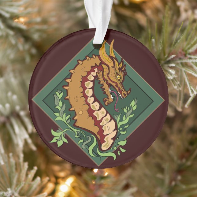 Stylized Brown Dragon Ornament (Tree)