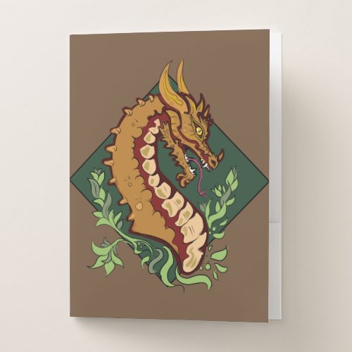 Stylized Brown Dragon Pocket Folder