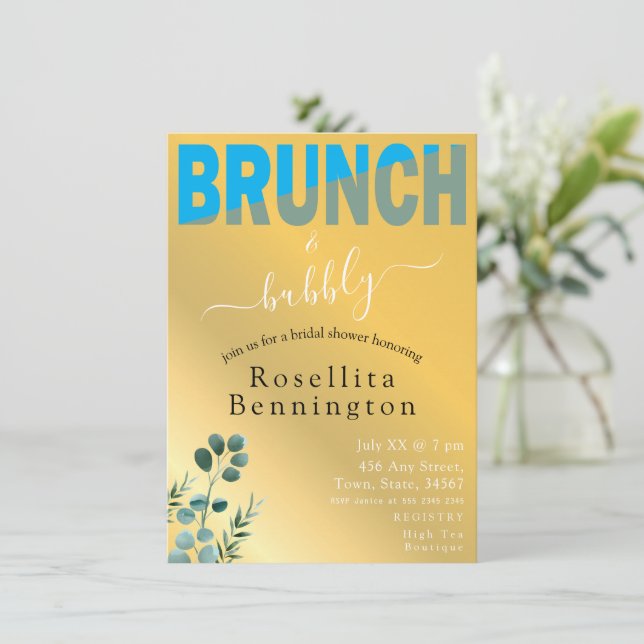Stylized Brunch and Bubbly Bridal Shower Invitation (Standing Front)
