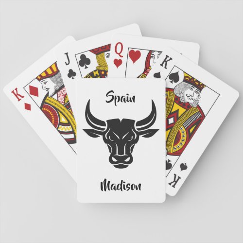 Stylized Bull custom name  text playing cards