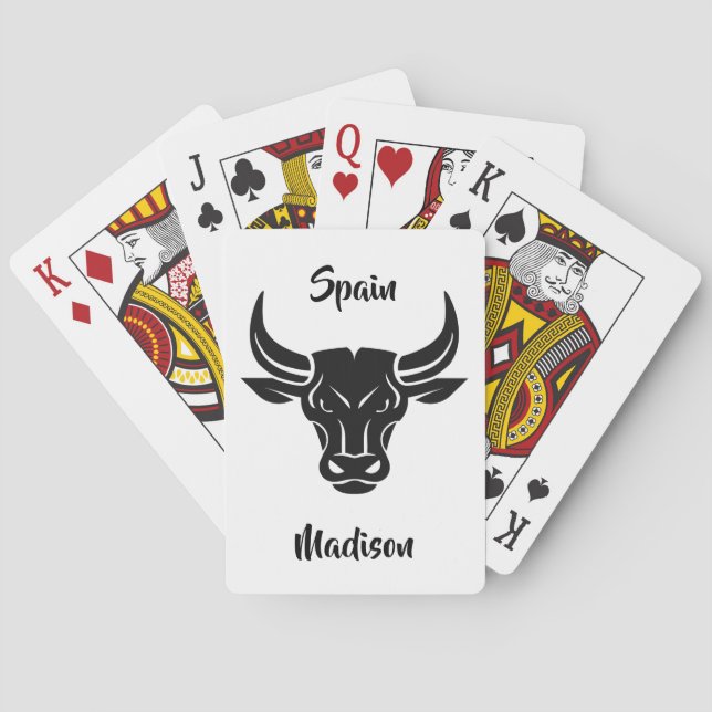 Stylized Bull custom name & text playing cards (Back)