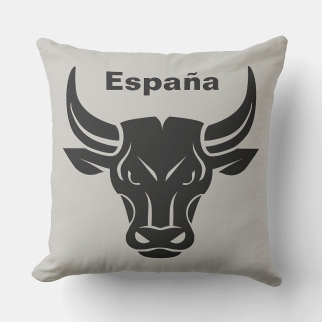 Stylized Bull custom text & color throw pillows (Front)