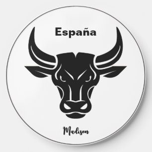 Stylized Bull custom text Wireless Charger