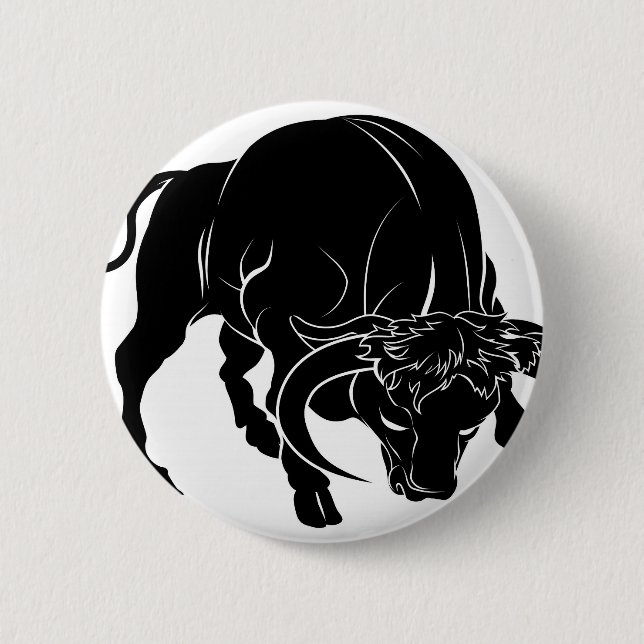 Stylized bull illustration button (Front)