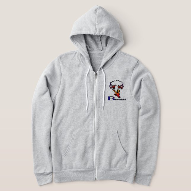 Stylized Bushido Karate logo zipper hoodie (Laydown)