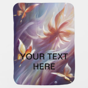 Stylized Butterflies and Flower Custom Baby Blanket