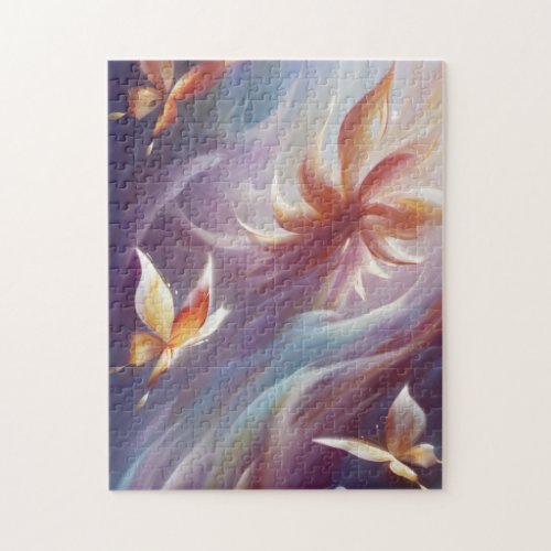 Stylized Butterflies and Flower Jigsaw Puzzle