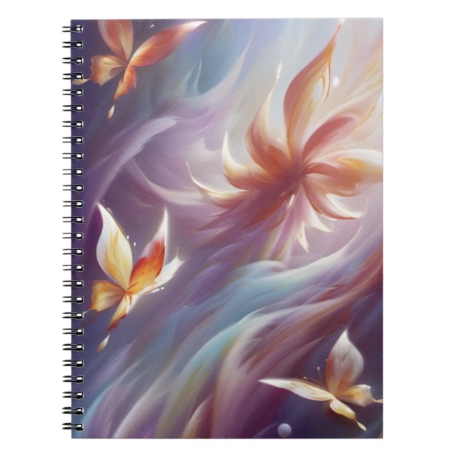 Stylized Butterflies and Flower Notebook (Front)
