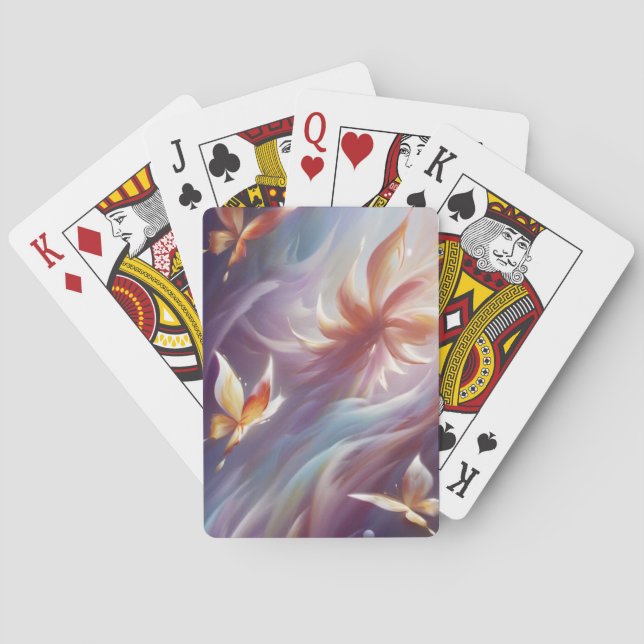 Stylized Butterflies and Flower Poker Cards (Back)