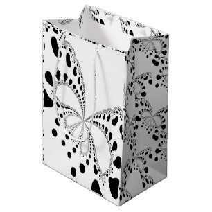 Stylized Butterfly Black And White Fractal Art Medium Gift Bag