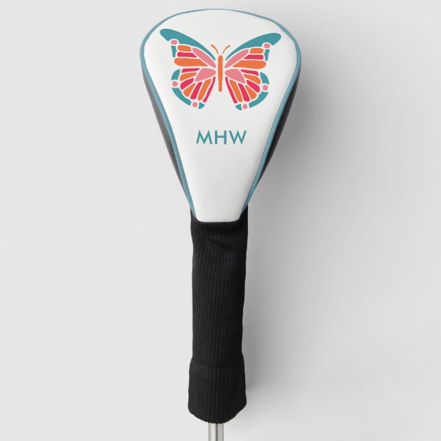 Stylized Butterfly custom monogram driver cover (Front)