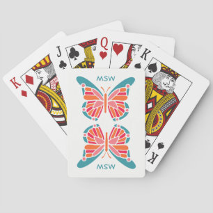 Stylized Butterfly custom monogram playing cards