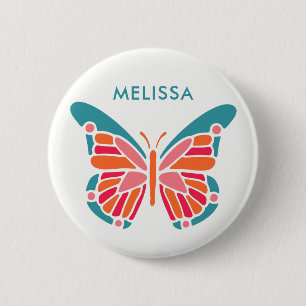 Stylized Butterfly custom name buttons