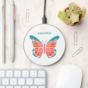 Stylized Butterfly custom name charger