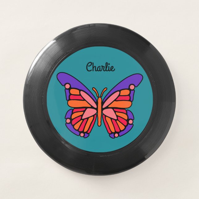 Stylized Butterfly custom name frisbee (Front)