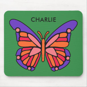 Stylized Butterfly custom name mousepad