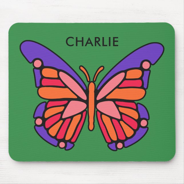 Stylized Butterfly custom name mousepad (Front)